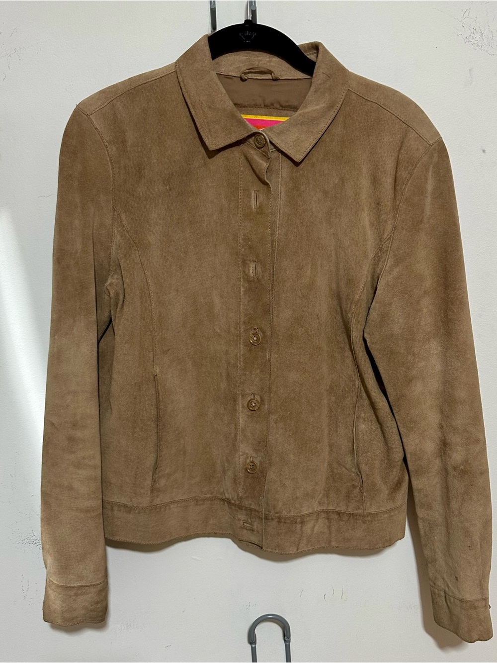Vintage Tan Suede Button-Front Women's Jacket Isaac Mizrahi for Target